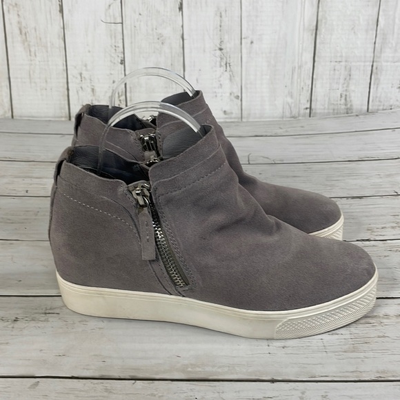 Dolce Vita Grey Suede Hidden Wedge Sneaker Booties - Picture 1 of 13